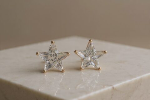 Round CZ Stud Earrings-ZE-ST-14