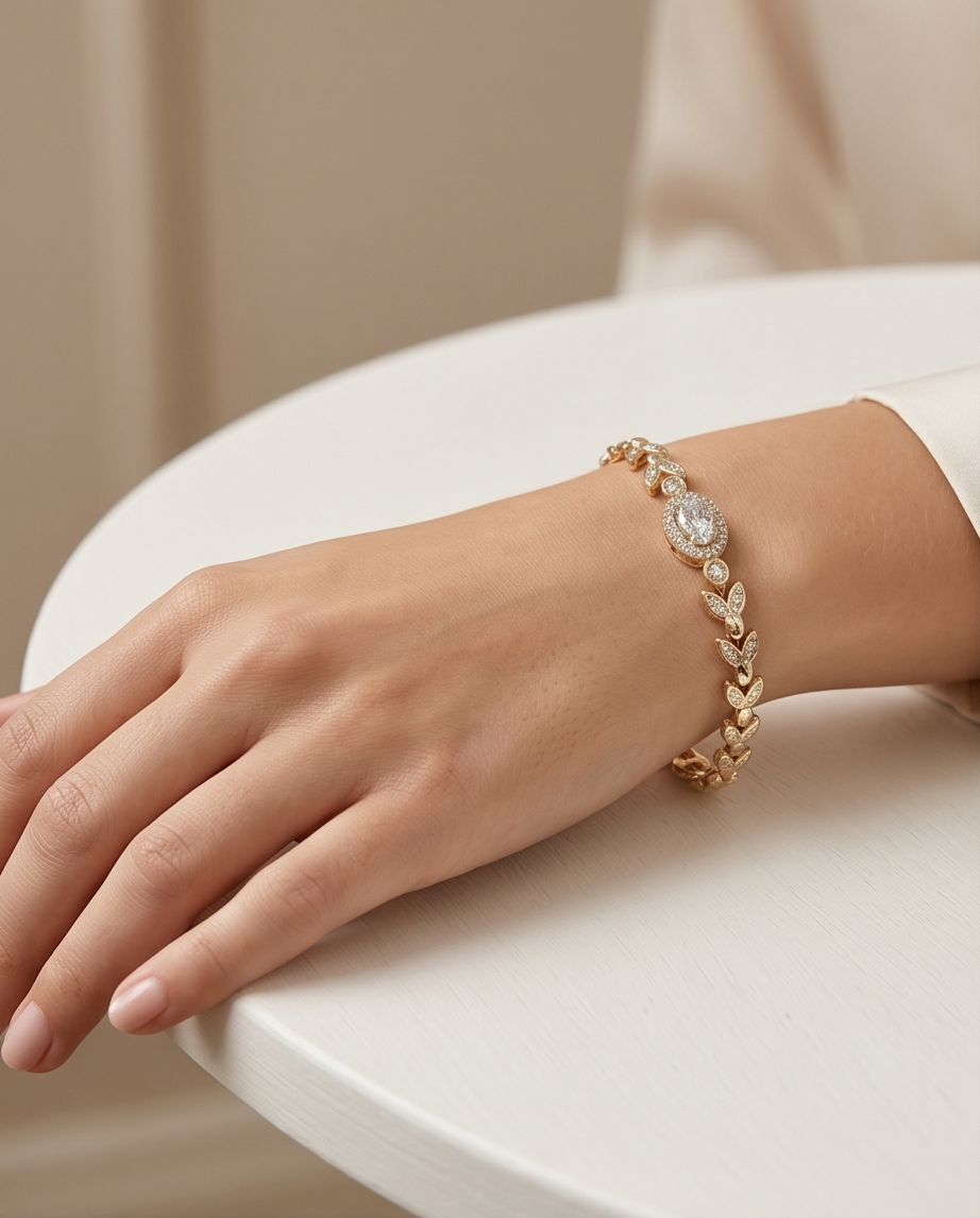Elegant Leaf Crystal Bracelet
