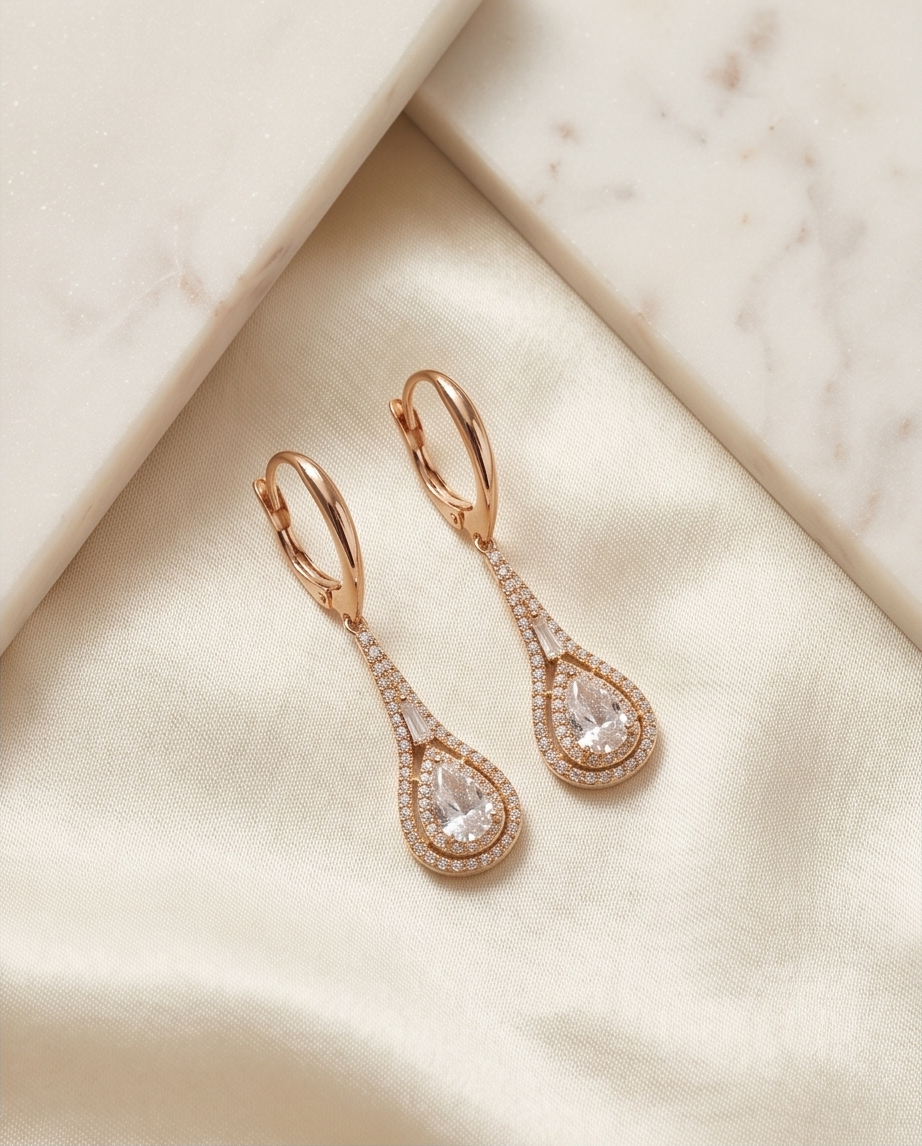 Luxe Teardrop Crystal Dangle Earrings - Image 2