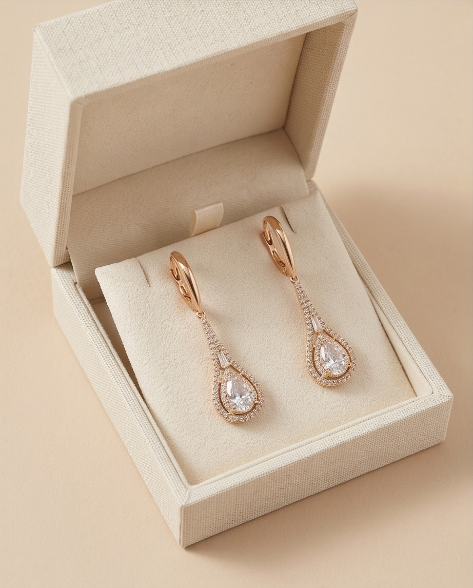 Luxe Teardrop Crystal Dangle Earrings - Image 4