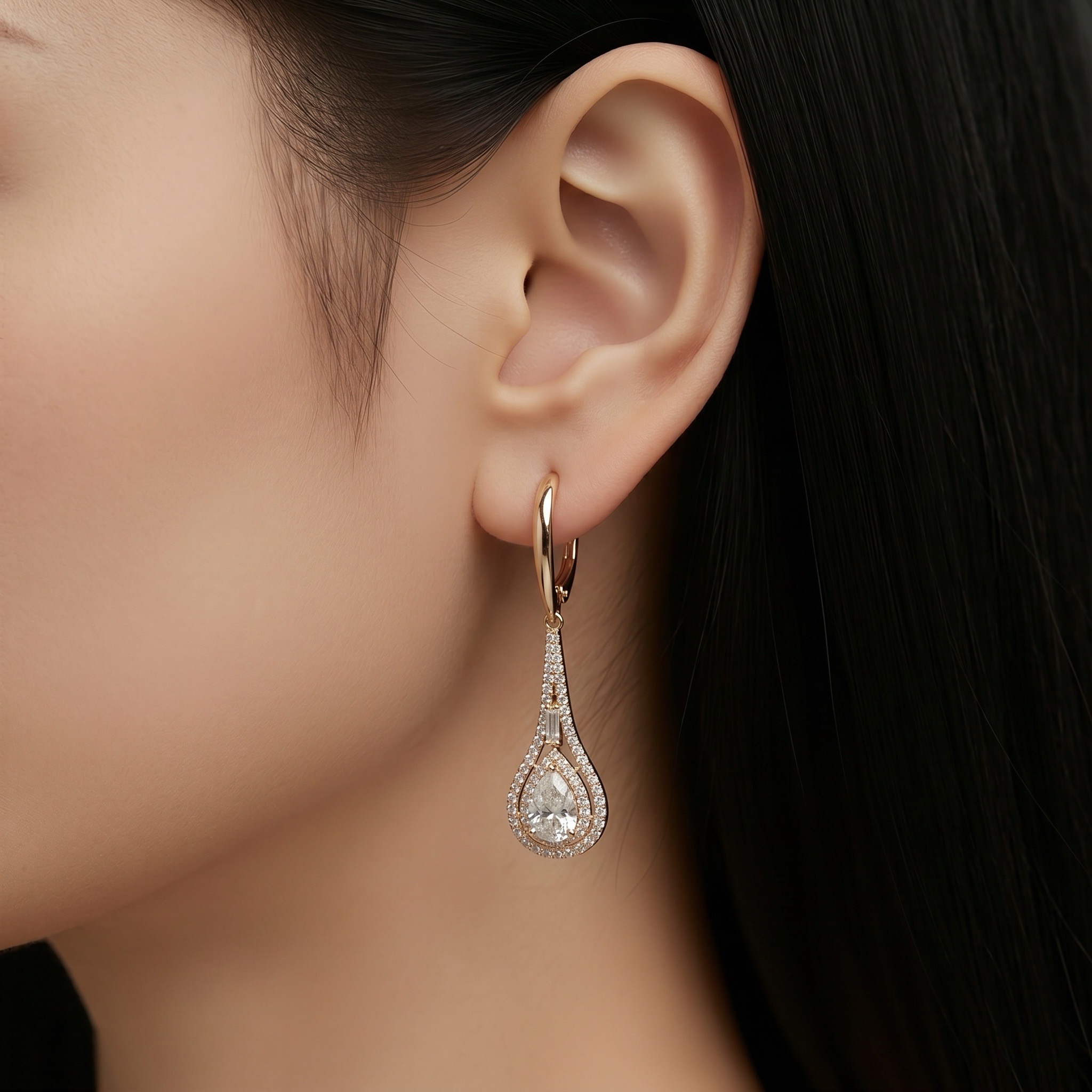 Luxe Teardrop Crystal Dangle Earrings