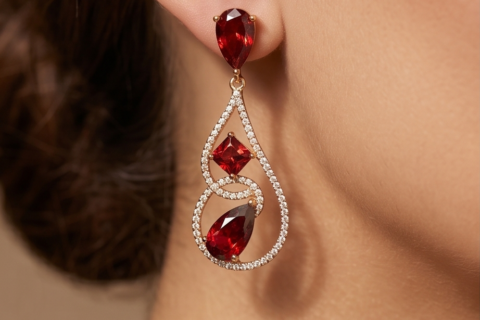 Ruby Elegance Teardrop Dangle Earrings