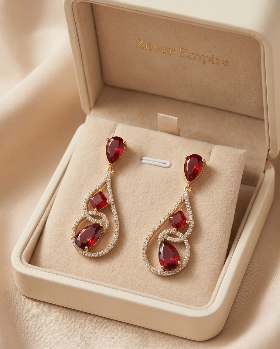 Ruby Elegance Teardrop Dangle Earrings - Image 3
