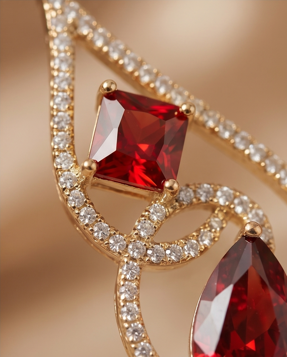 Ruby Elegance Teardrop Dangle Earrings - Image 4