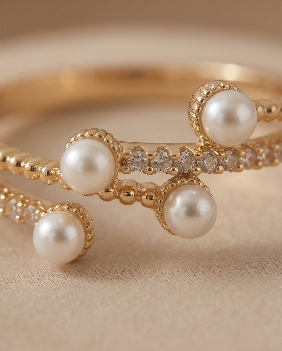 Elegant Pearl Crossover Ring - Image 4