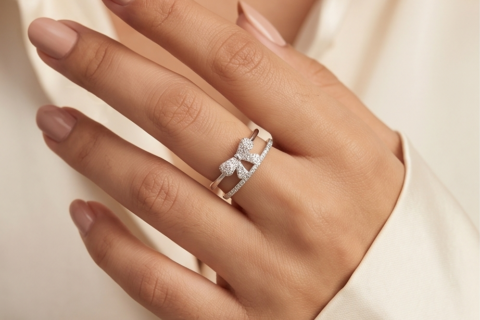 Sparkling Bow Knot Open Ring
