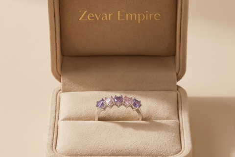 Daily wear ring multi stone silver color