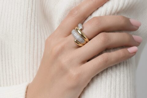 Dual Band Pavé Wrap Ring