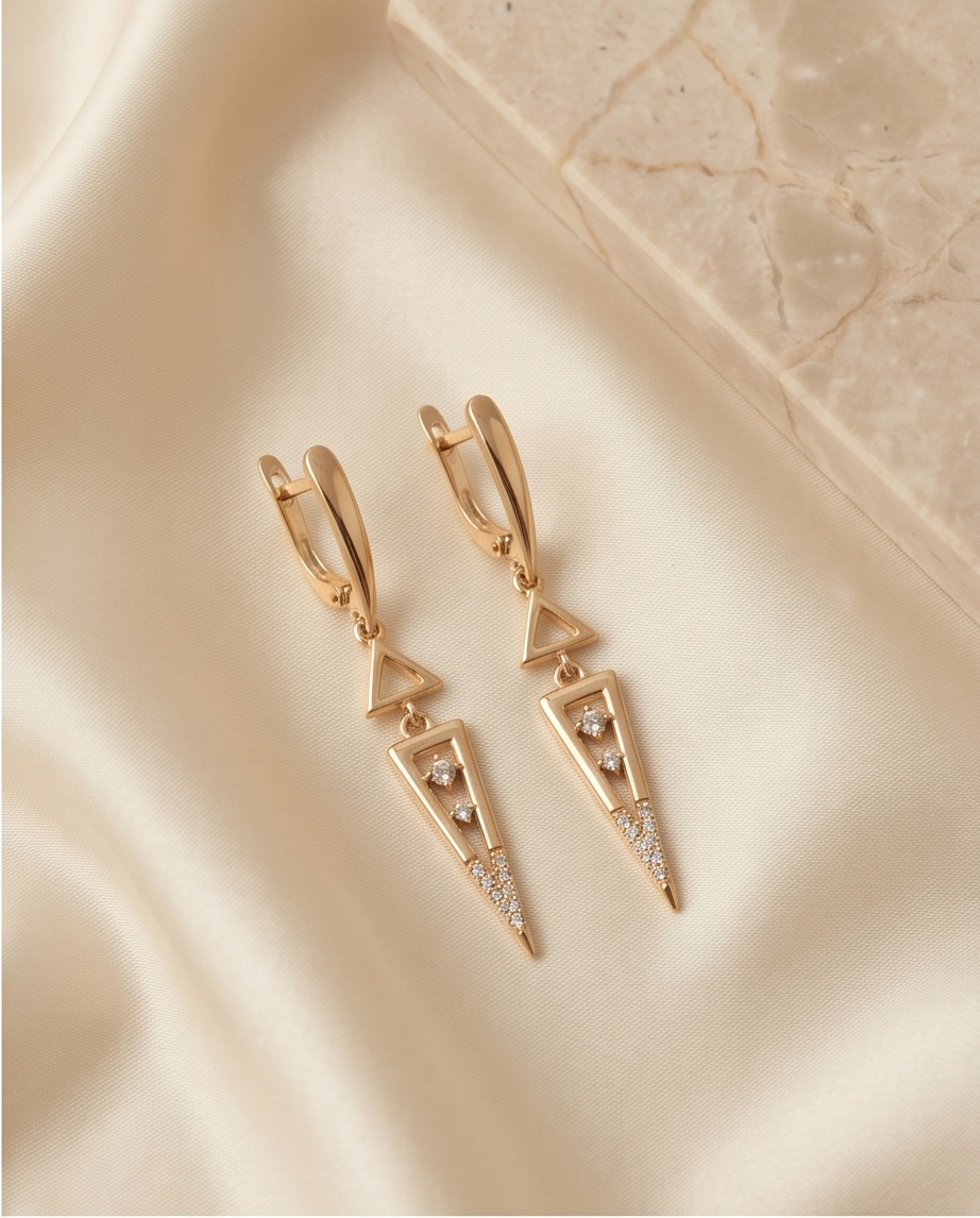 Geometric Drop Dangle Earrings - Image 2