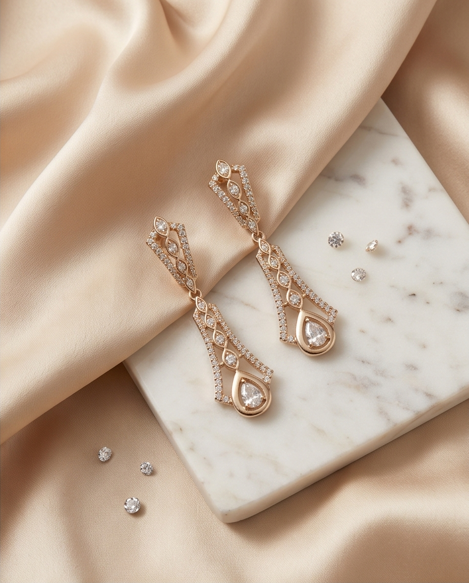 Royal Teardrop Crystal Dangle Earrings - Image 2