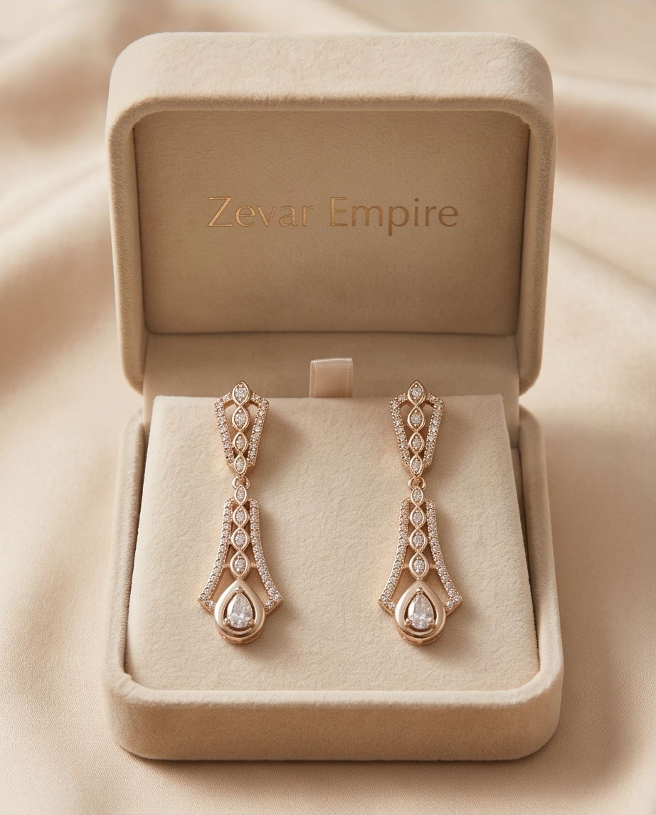Royal Teardrop Crystal Dangle Earrings - Image 3