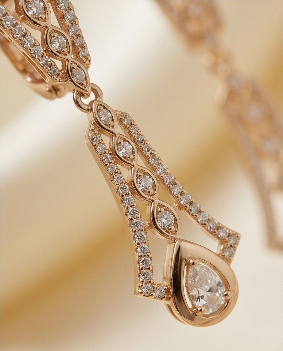 Royal Teardrop Crystal Dangle Earrings - Image 4