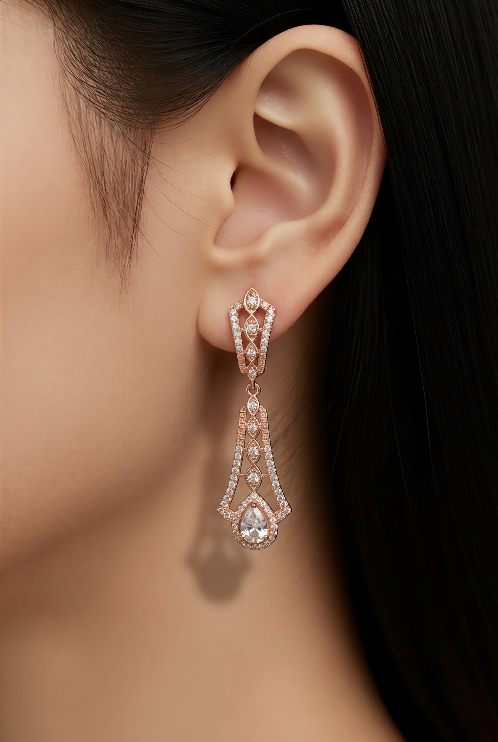 Royal Teardrop Crystal Dangle Earrings