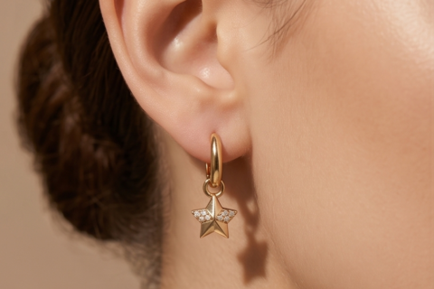 Minimal Star Charm Hoop Earrings
