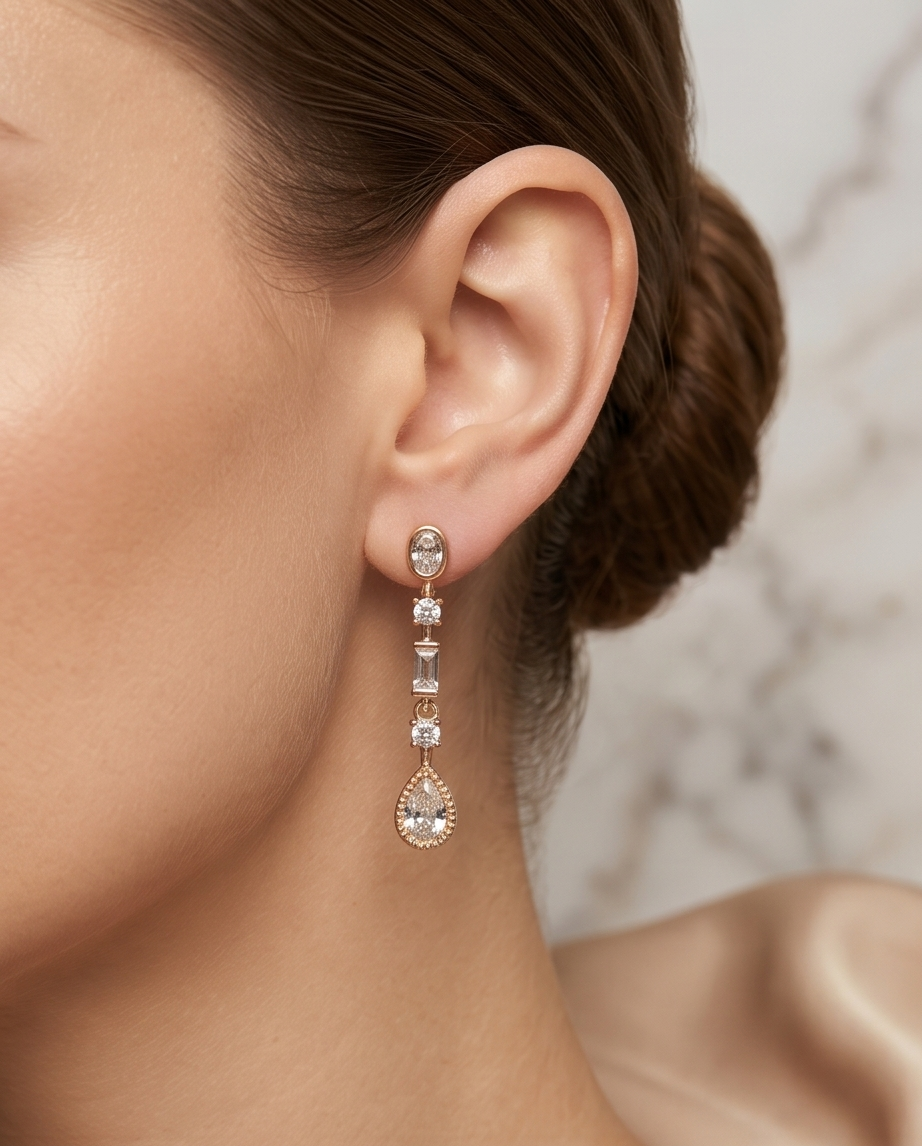 Elegant Multi-Stone Teardrop Dangle Earrings