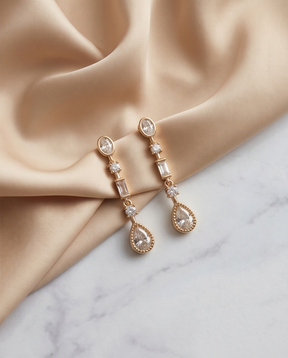 Elegant Multi-Stone Teardrop Dangle Earrings - Image 2