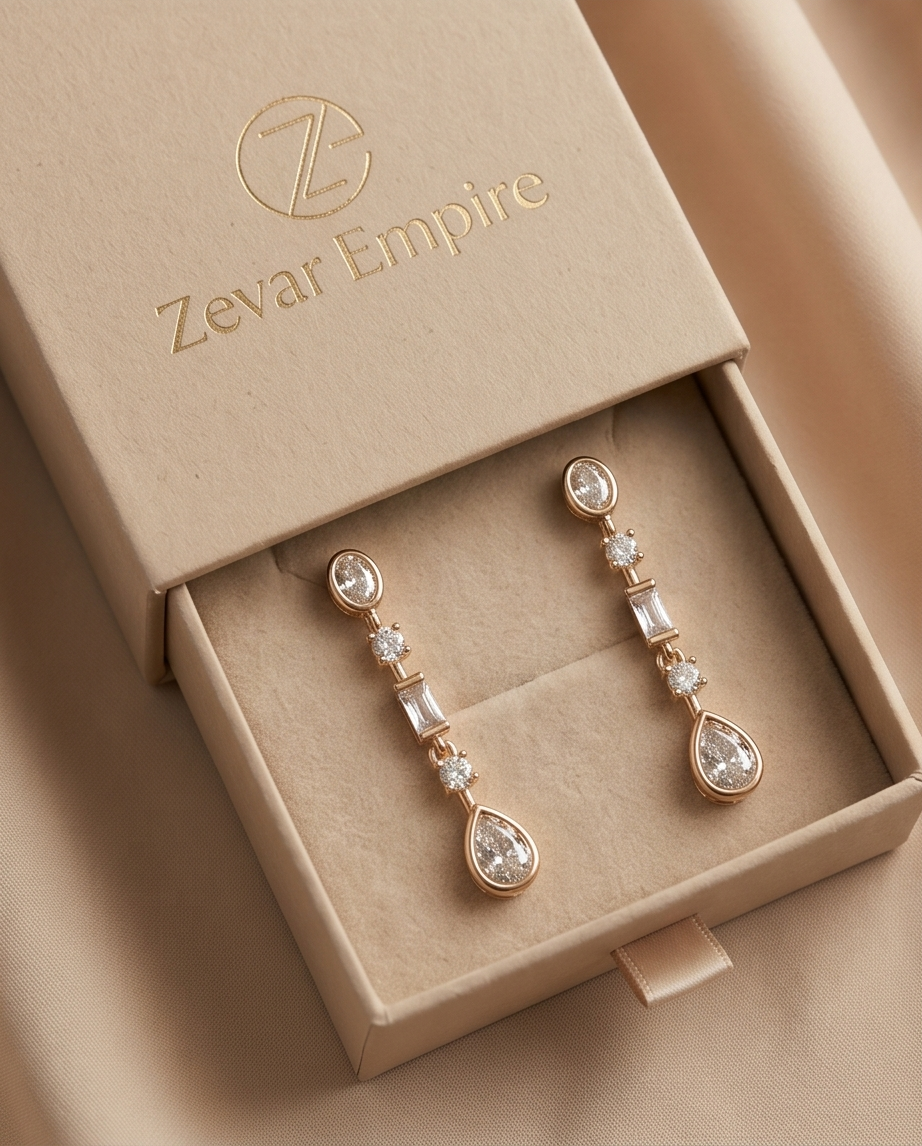 Elegant Multi-Stone Teardrop Dangle Earrings - Image 3